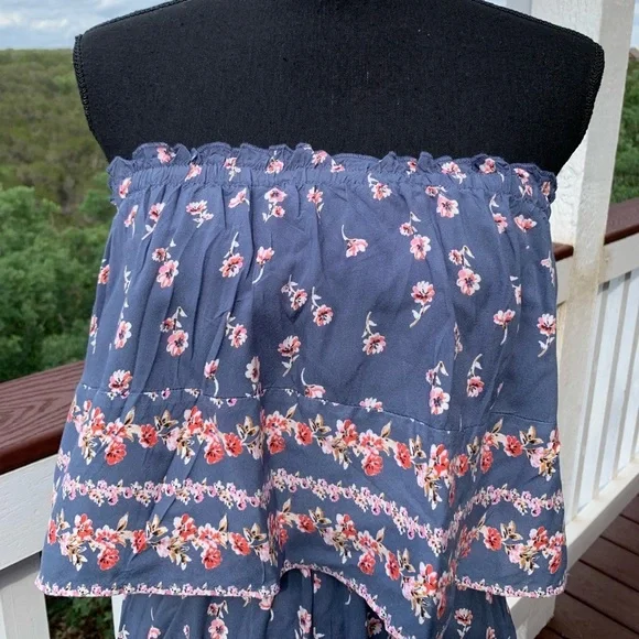 Japna‎ Bohemian Blue Floral Wide Leg Jumpsuit - Picture 3 of 14